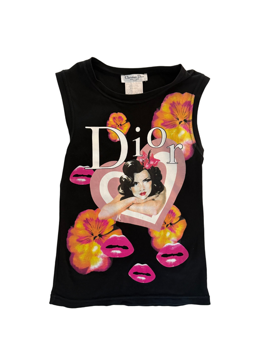 Dior 2005 Surrealist Pansy Lip printed Tank Top