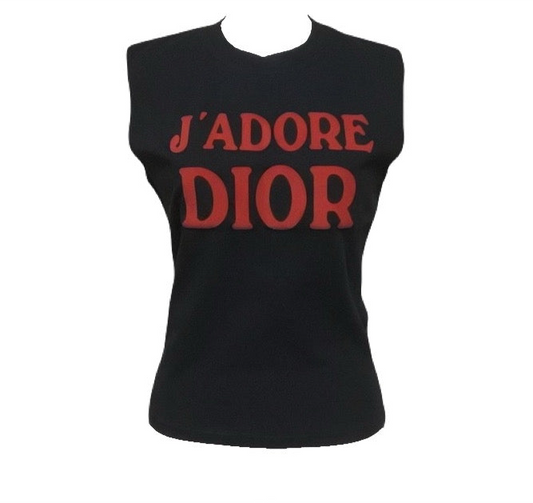 Christian Dior Vintage J’adore Dior Red Logo Top Black