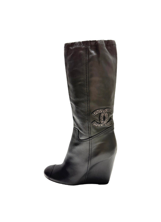 Chanel Embellished Leather Boots
