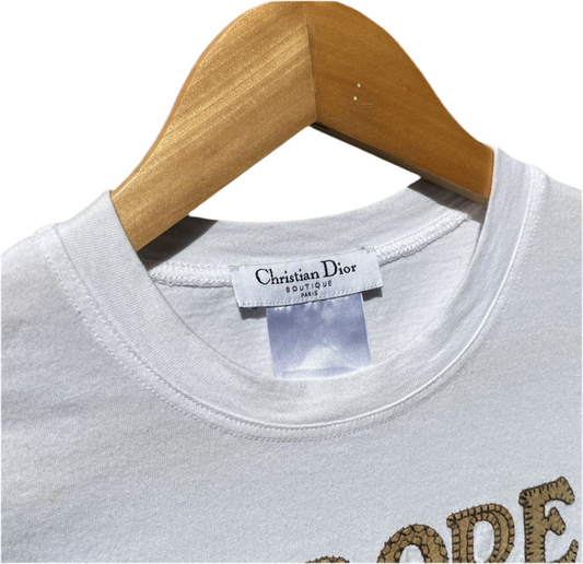 Christian Dior Vintage J’adore Dior White Stitch Logo Top