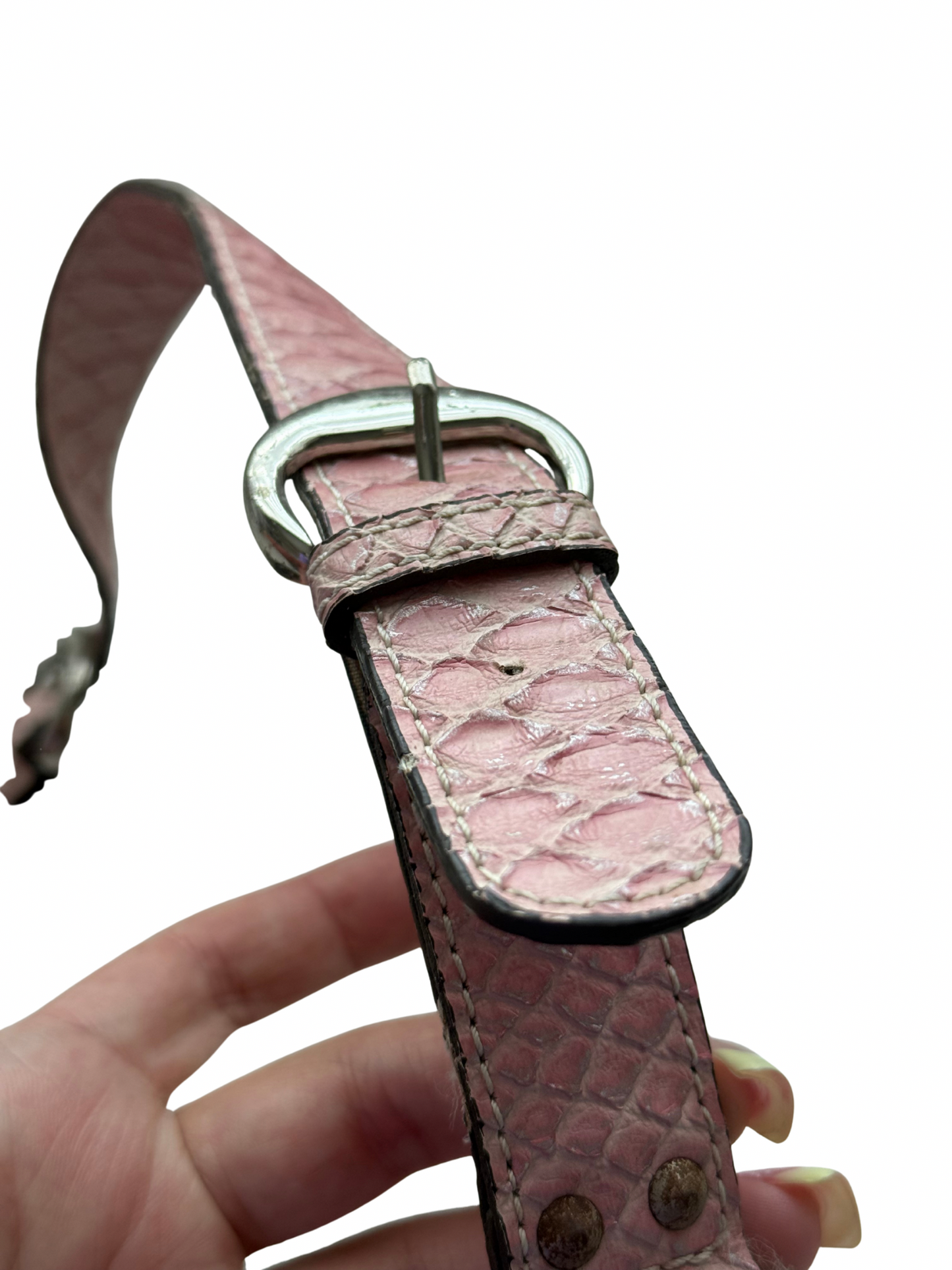Vintage Guess Denim Pink Croc Shoulder Bag