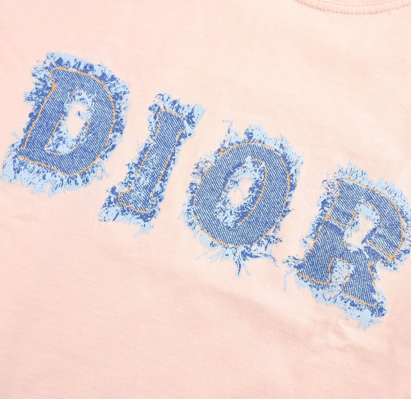 Christian Dior Vintage Logo T-shirt Pink Blue Denim Print Cotton
