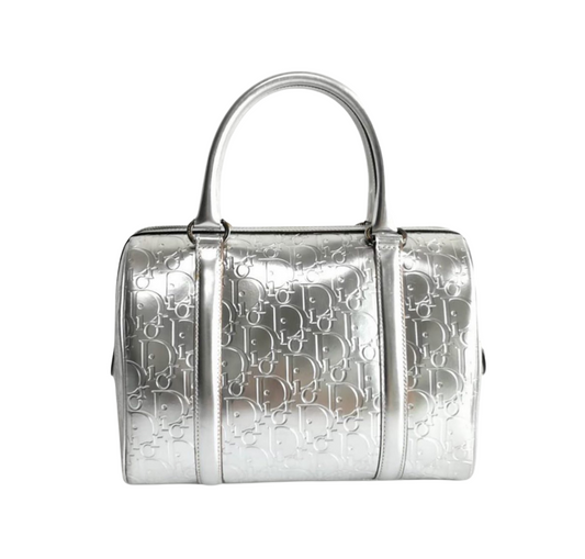 Metallic Dior Monogram Boston Bag