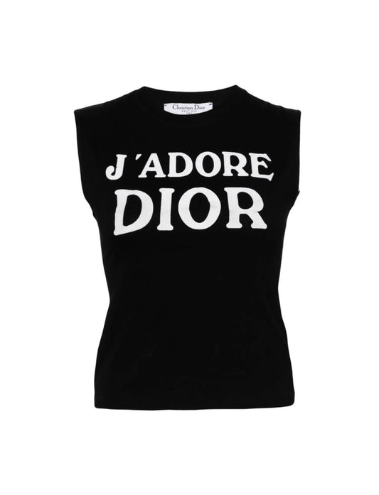Christian Dior Vintage J’adore Dior White Logo Top Black
