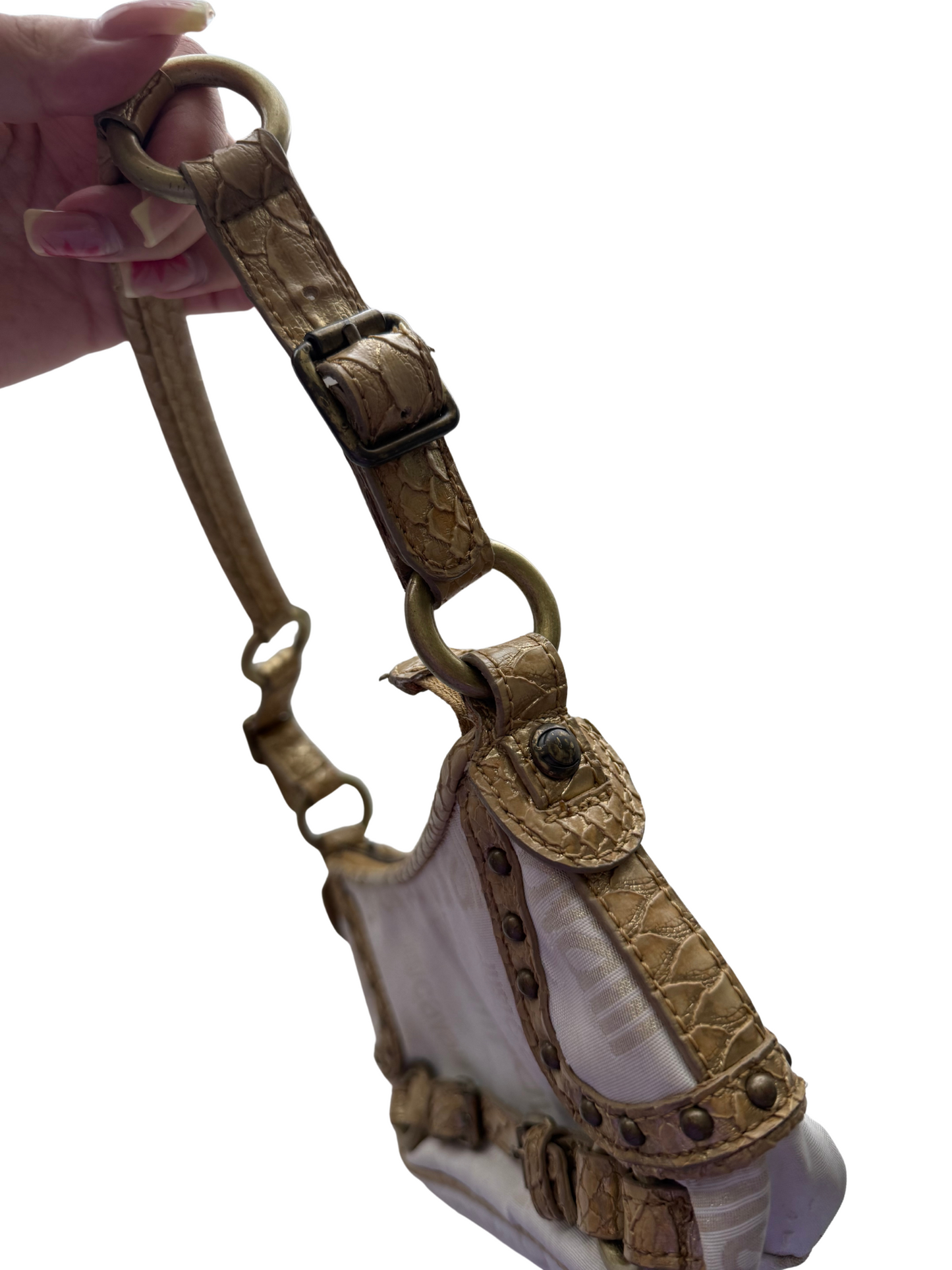 Vintage Roberto Just Cavalli Ivory Canvas Shoulder Bag