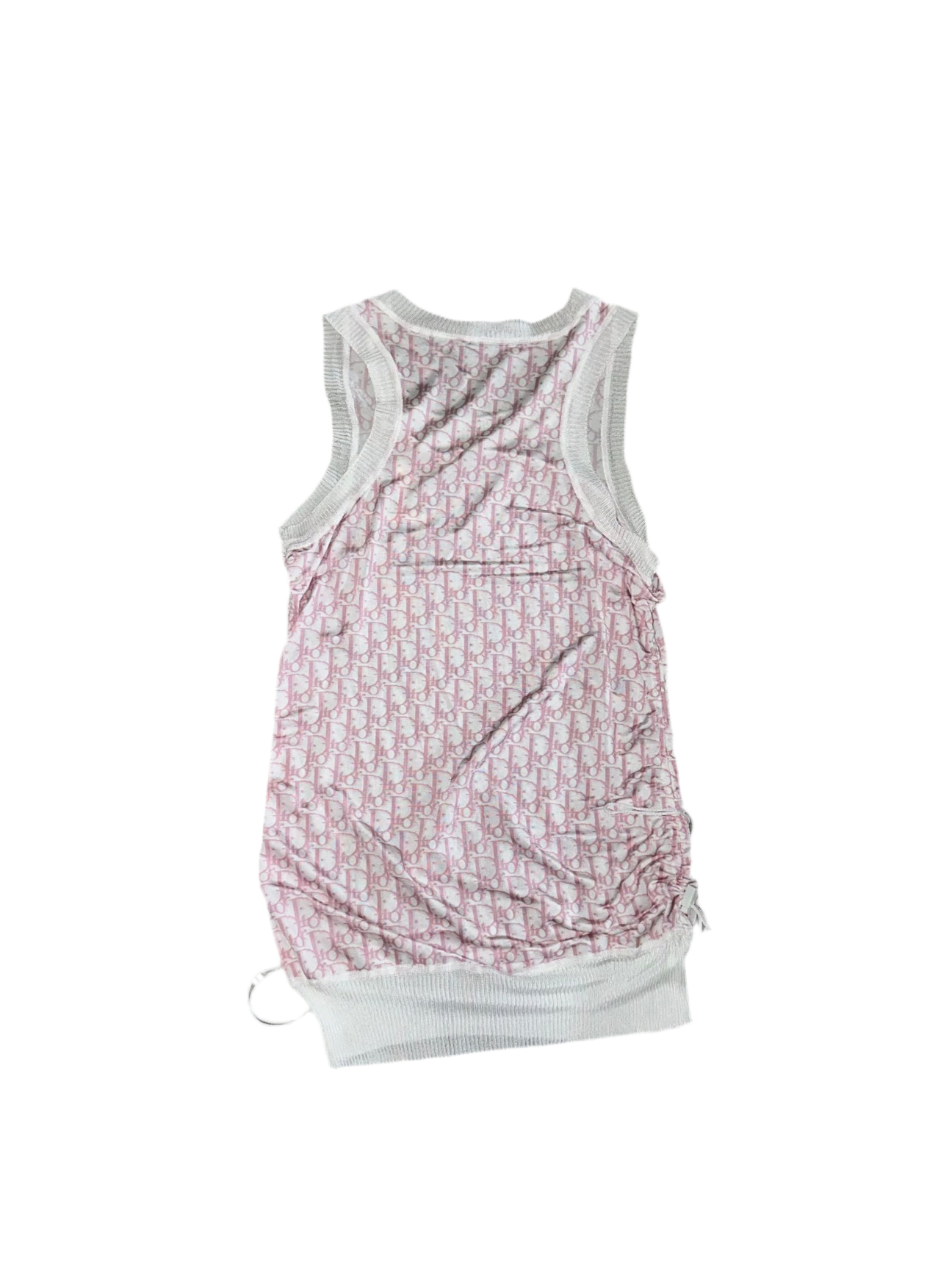Dior Pink Monogram Trotter White Mini Dress Tank