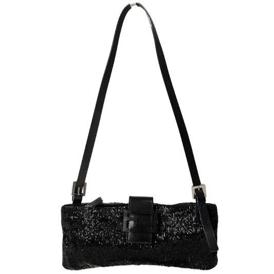 Vintage Black Fendi Baguette Beaded Shoulder bag