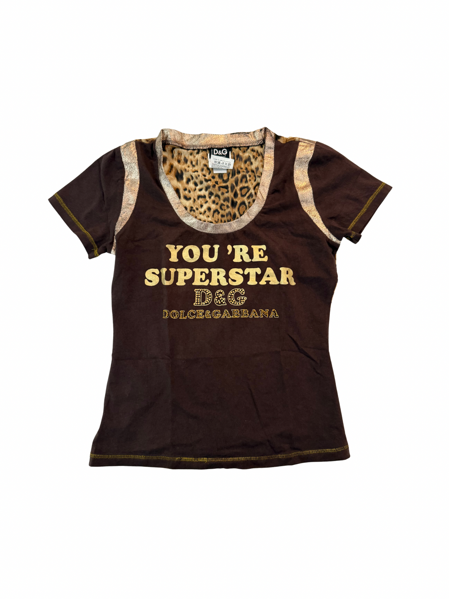 Vintage Dolce & Gabbana “You’re a Superstar” Cheetah Print Top