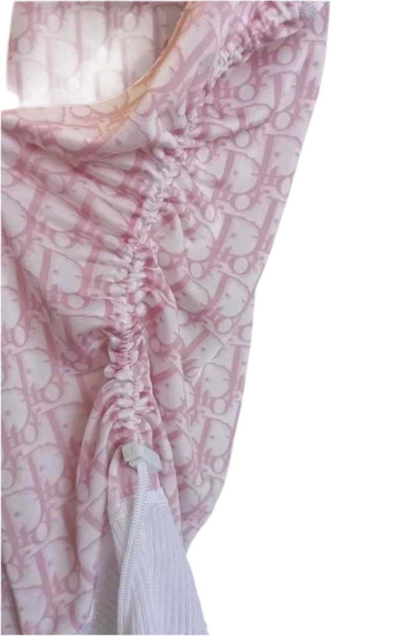 Dior Pink Monogram Trotter White Mini Dress Tank