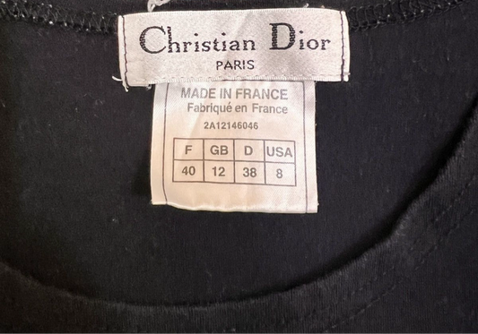 Christian Dior Vintage Logo T-shirt Top Denim Print Cotton Black Blue