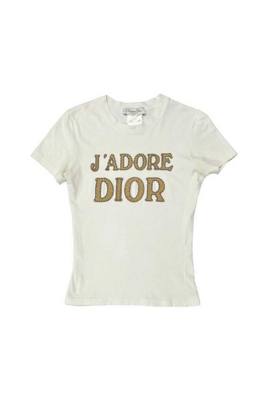 Christian Dior Vintage J’adore Dior White Stitch Logo Top