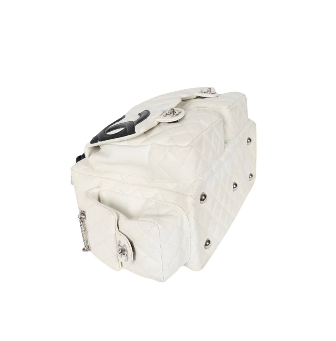 Chanel White Quilted Cambon Multipocket Reporter Bag