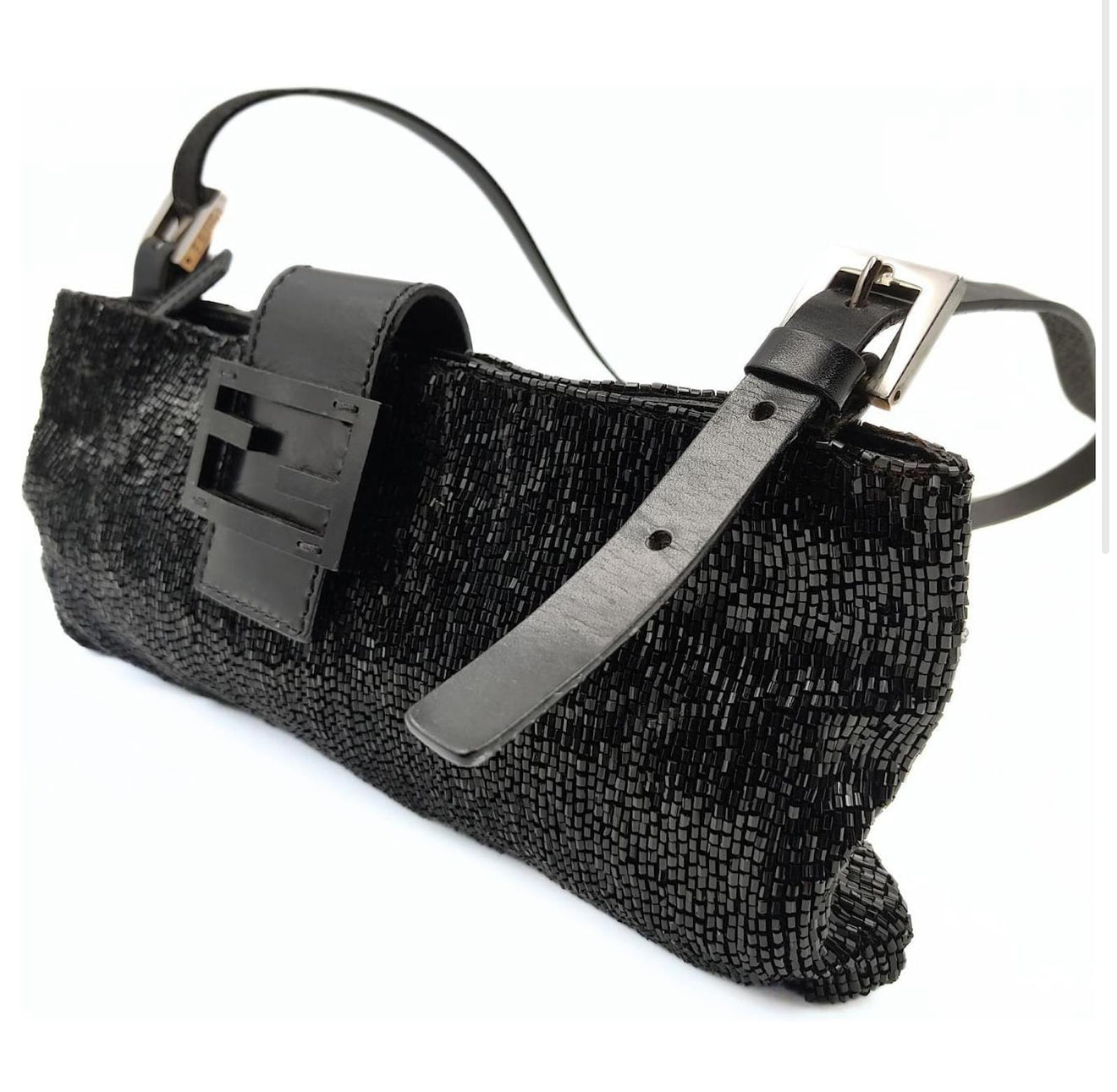 Vintage Black Fendi Baguette Beaded Shoulder bag