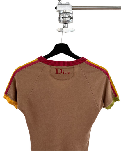 Vintage Dior Rasta Brown V-neck Top