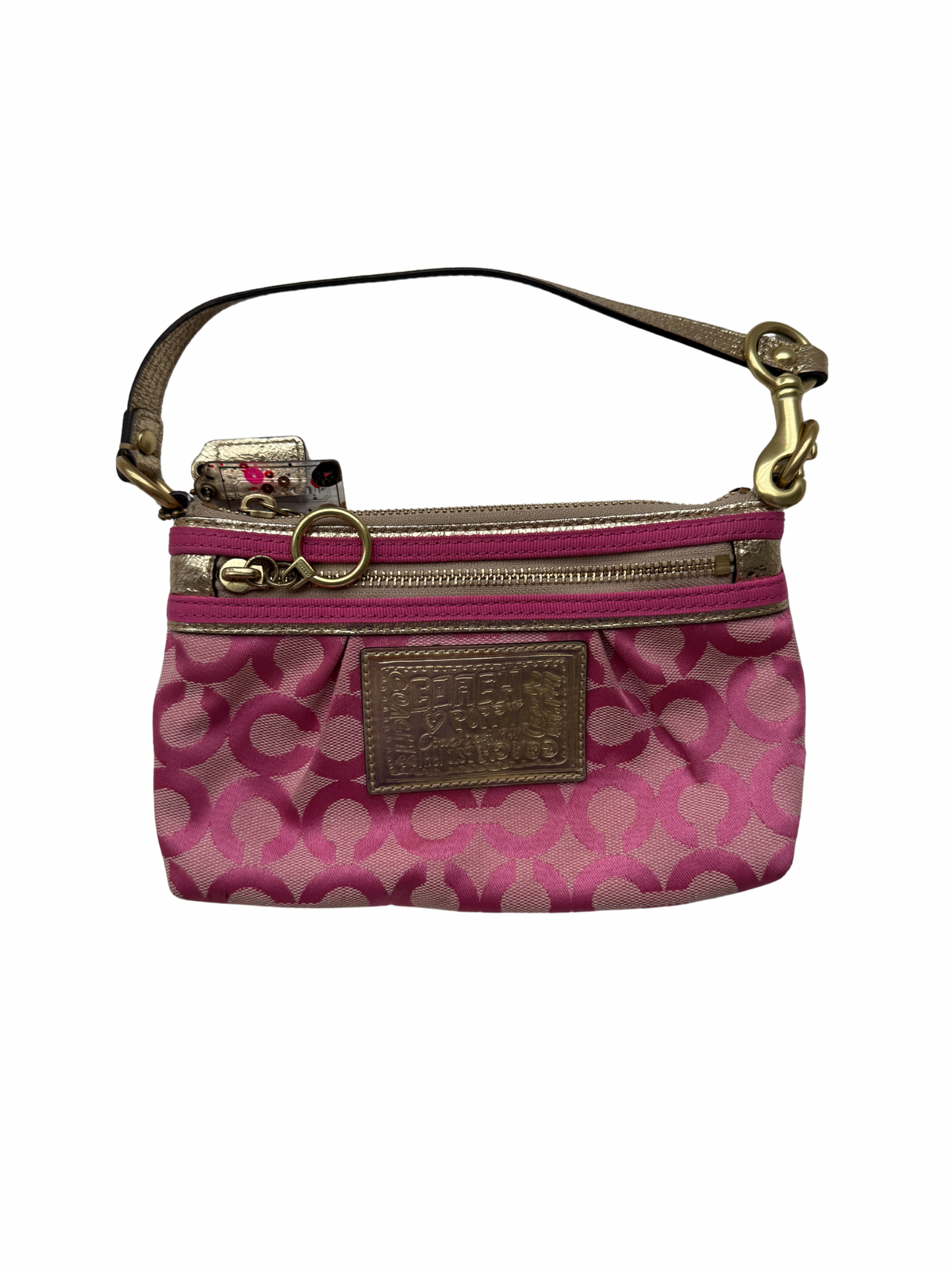Vintage Coach monogram Pink Pochette Bag