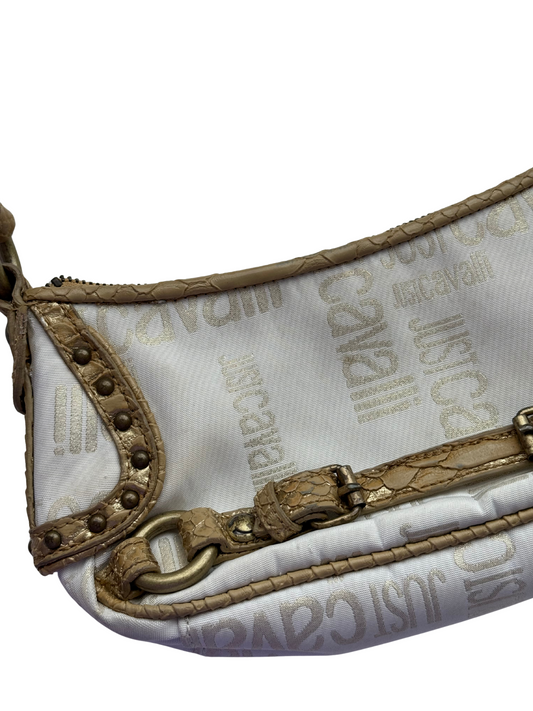 Vintage Roberto Just Cavalli Ivory Canvas Shoulder Bag