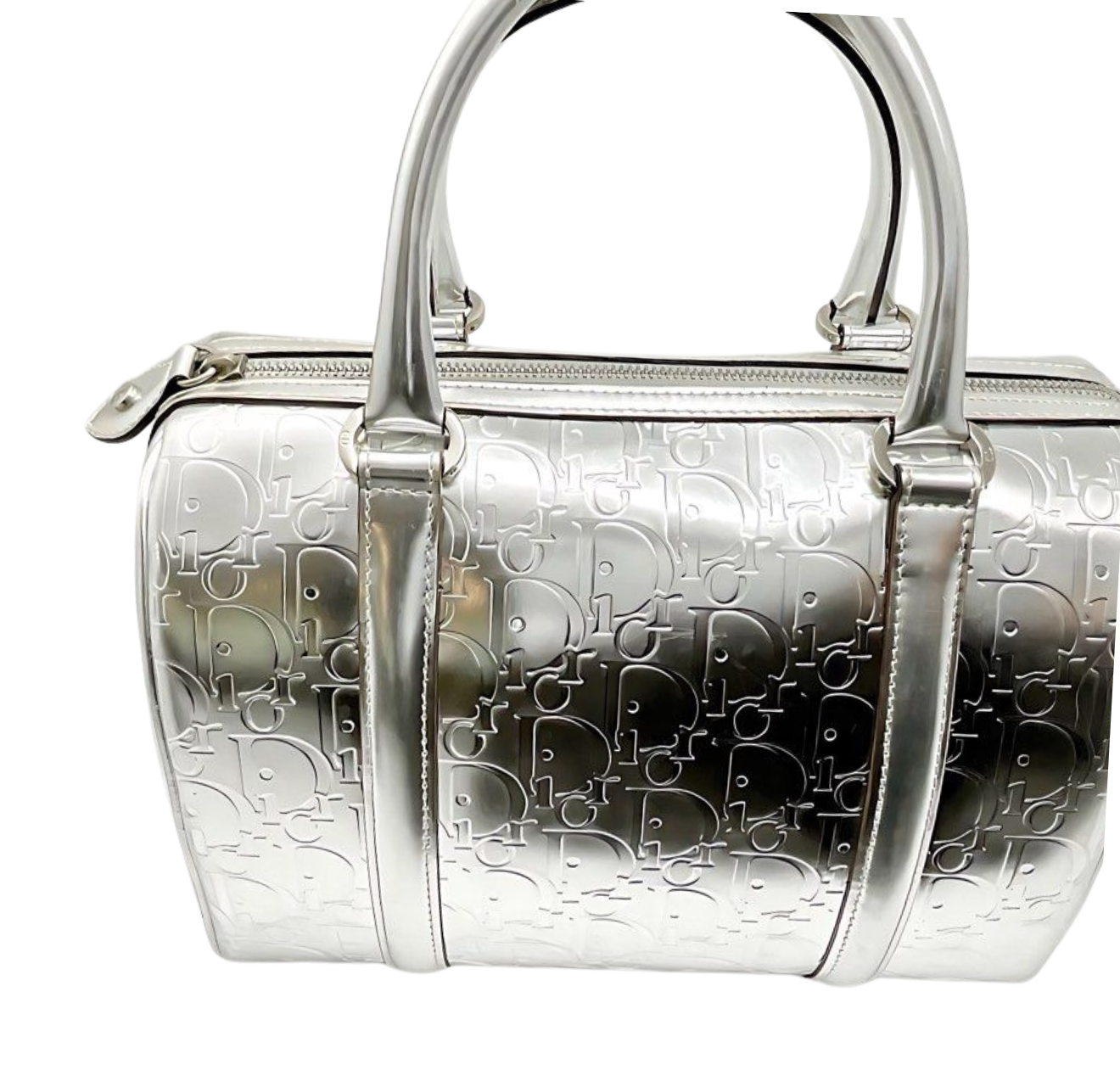 Metallic Dior Monogram Boston Bag