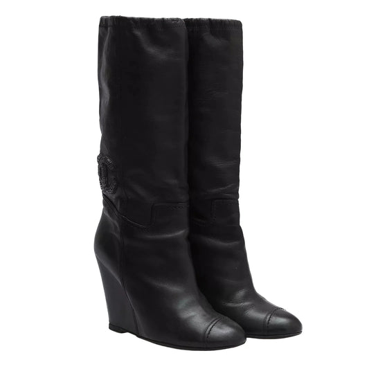 Chanel Embellished Leather Boots