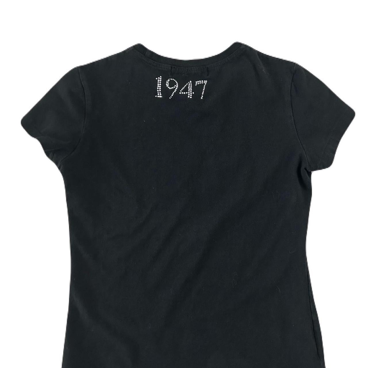 Christian Dior Vintage Logo T-shirt Top Swavorski Print Cotton Black