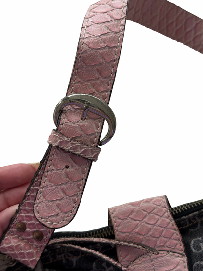 Vintage Guess Denim Pink Croc Shoulder Bag