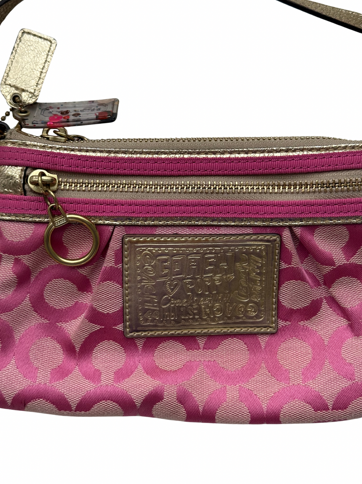 Vintage Coach monogram Pink Pochette Bag