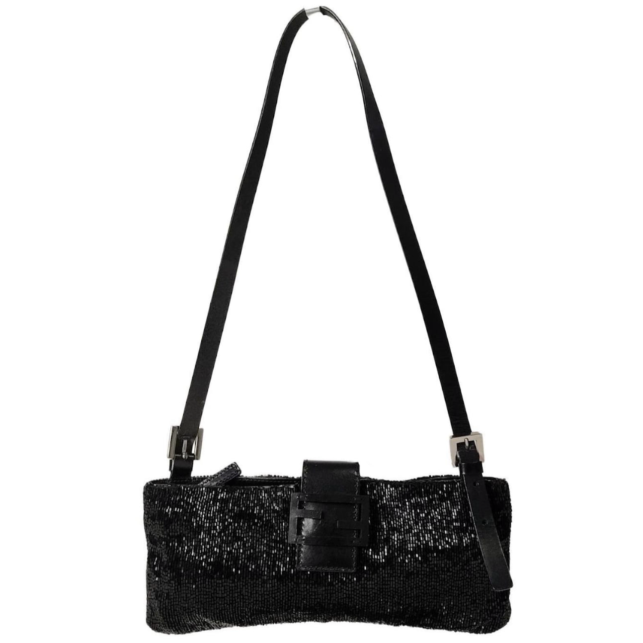 Vintage Black Fendi Baguette Beaded Shoulder bag