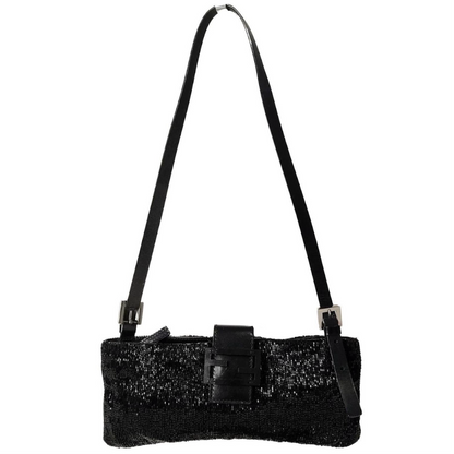 Vintage Black Fendi Baguette Beaded Shoulder bag