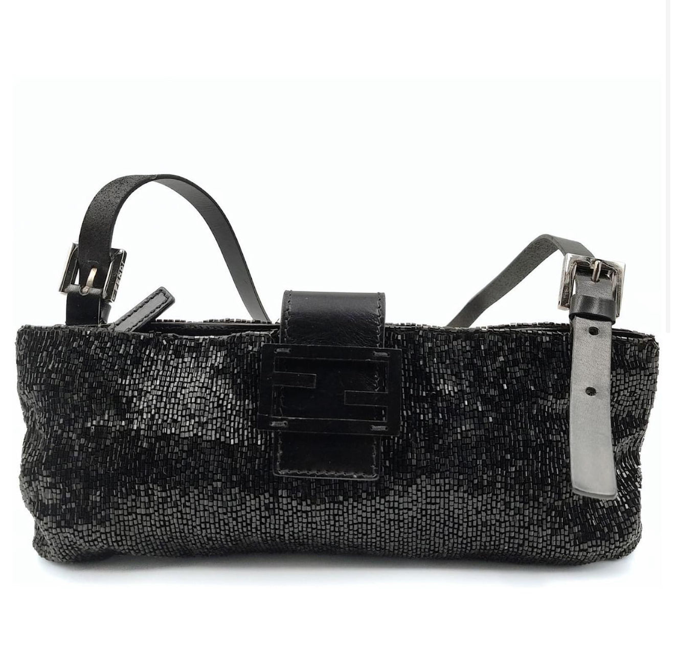 Vintage Black Fendi Baguette Beaded Shoulder bag