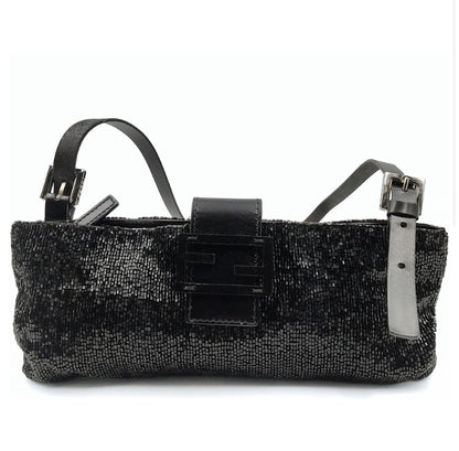Vintage Black Fendi Baguette Beaded Shoulder bag