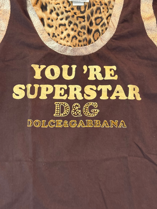Vintage Dolce & Gabbana “You’re a Superstar” Cheetah Print Top