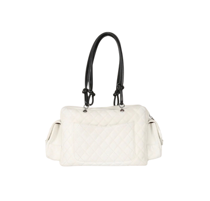 Chanel White Quilted Cambon Multipocket Reporter Bag