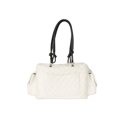 Chanel White Quilted Cambon Multipocket Reporter Bag