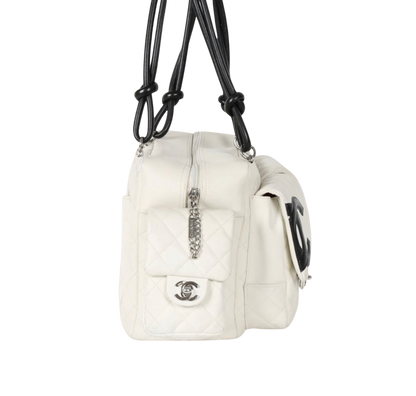 Chanel White Quilted Cambon Multipocket Reporter Bag